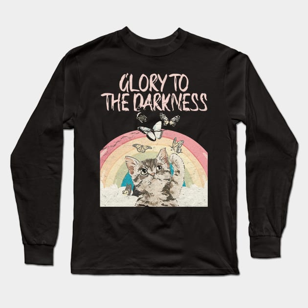 glory to the darkness cat lover Long Sleeve T-Shirt by Doxie Greeting